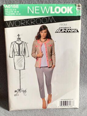 New Look Project Runway Workroom Jacket Pattern A6188 Size 8-10-12-14-16-18 Uncu